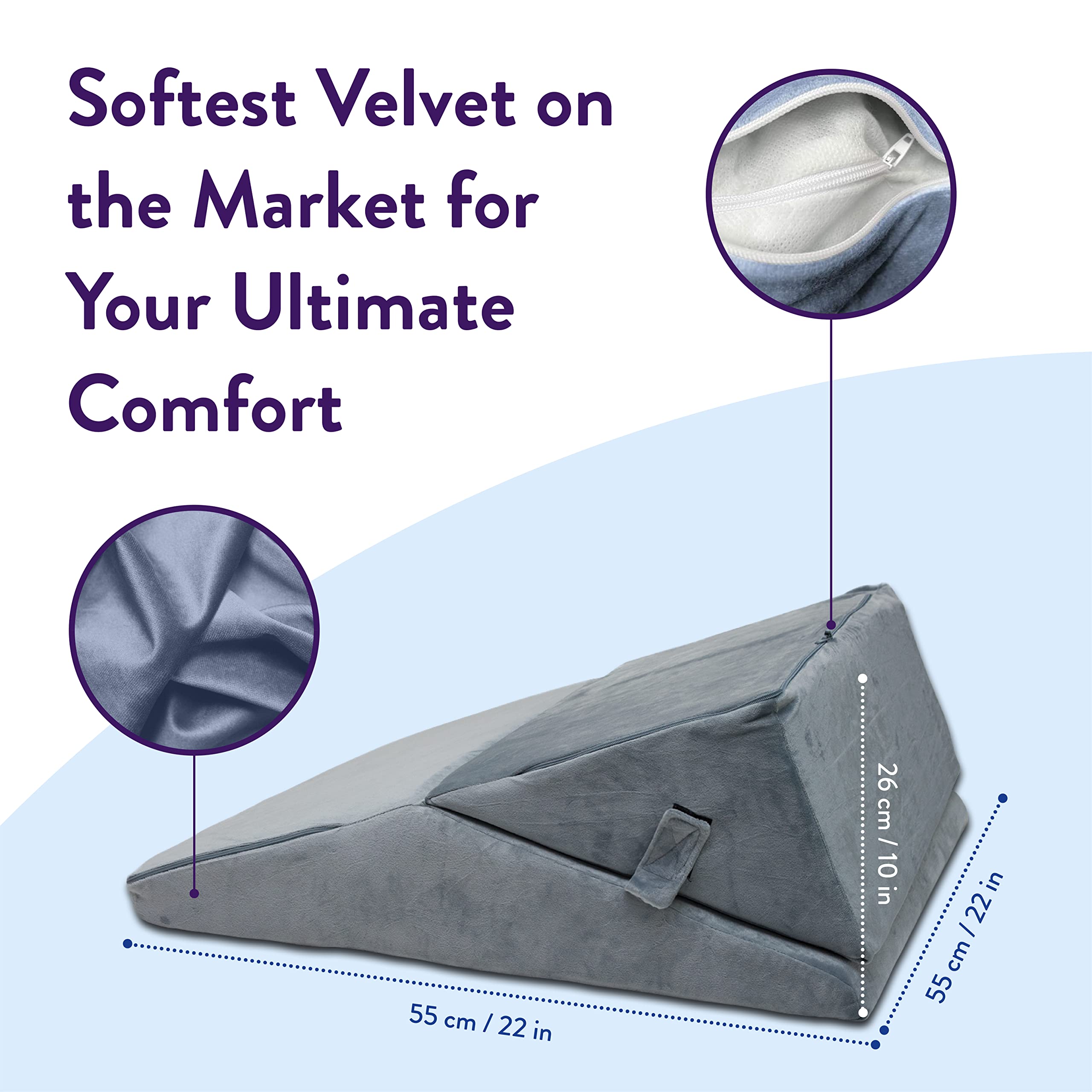Byre® Almohada de cuña | Almohada de cuña de Espuma Plegable de Lujo | Almohada Ajustable para Sentarse, Leer y Dormir.
