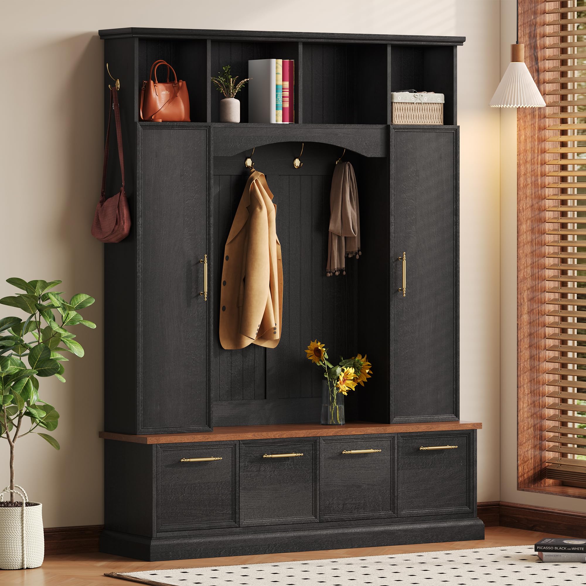 35+ Entryway/Mudroom Storage Ideas (for Shoes, Backpacks, and Coats) 99 Merax Farmhouse Hall Tree