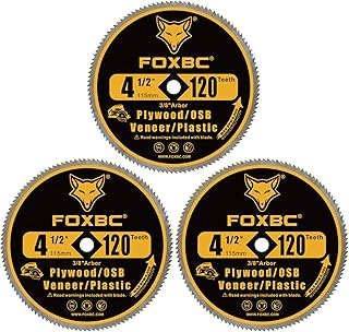FOXBC 4-1/2 Inch Circular Saw Blade 120 Tooth for Plywood, OSB, Veneer, Plastics Cutting with 3/8 Inch Arbor - 3 Pack