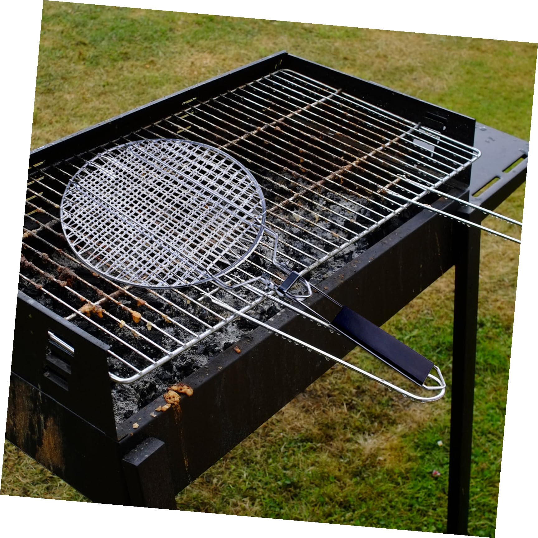 ULTECHNOVO Pinzas para Barbacoa Plata de Acero Inoxidable, Cesta Plegable Desmontable con Bolsa de Almacenamiento para Parrilla al Aire Libre