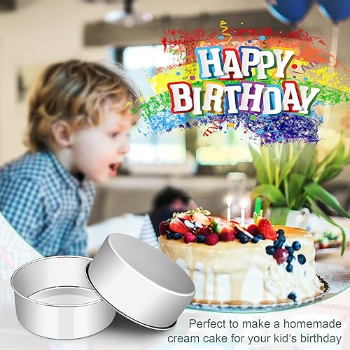 Miniatura 7 de E-far Moldes redondos de 9.5 x 3 pulgadas, molde de acero inoxidable para hornear pasteles profundos para cumpleaños, bodas, fiestas, tarta de queso