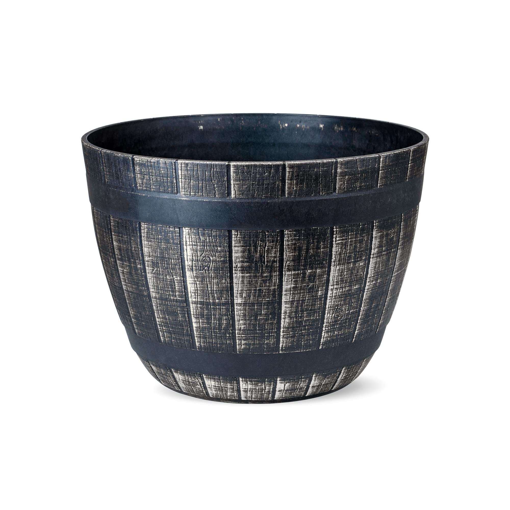 SG Traders Round Plastic Barrel Tub Planter - Garden Plant Pot Flower Pots - Lightweight Unique Design - Pack of 1