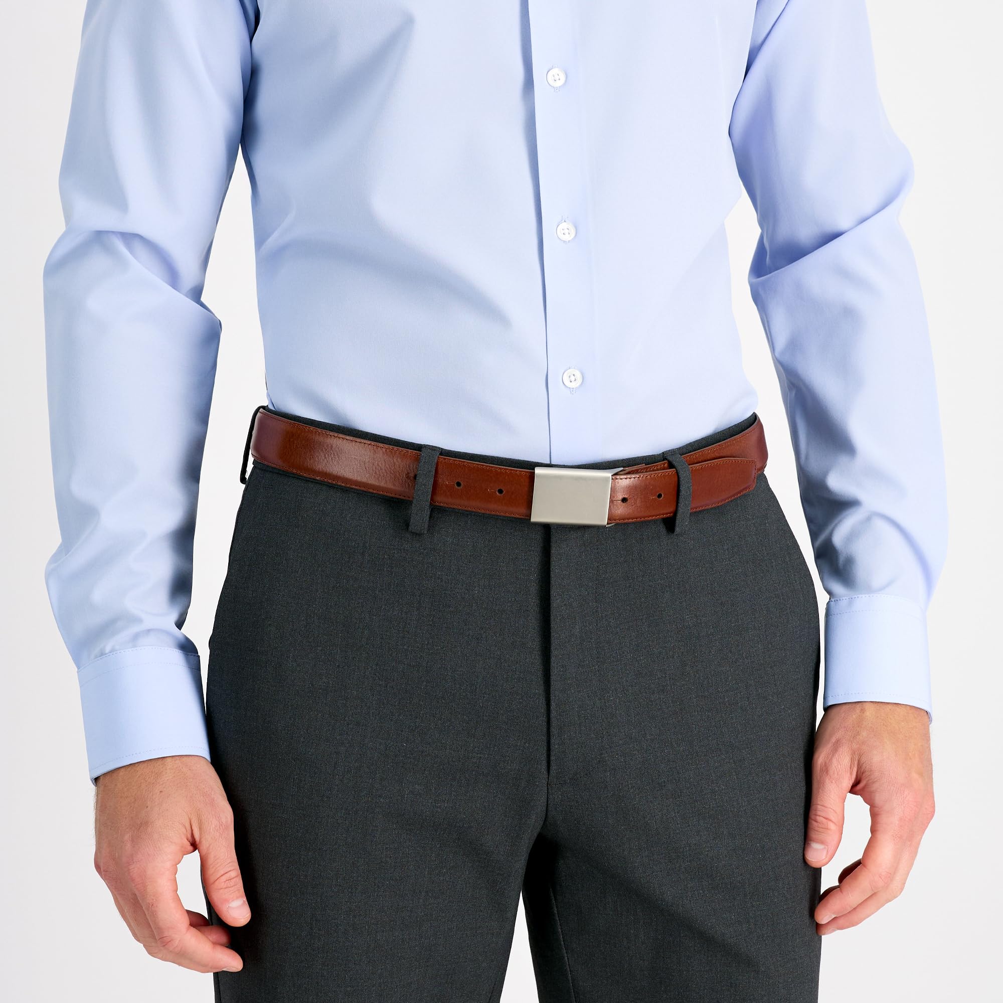 Haggar Sleek Plaque Buckle Dress Belt Cinturón para Hombre
