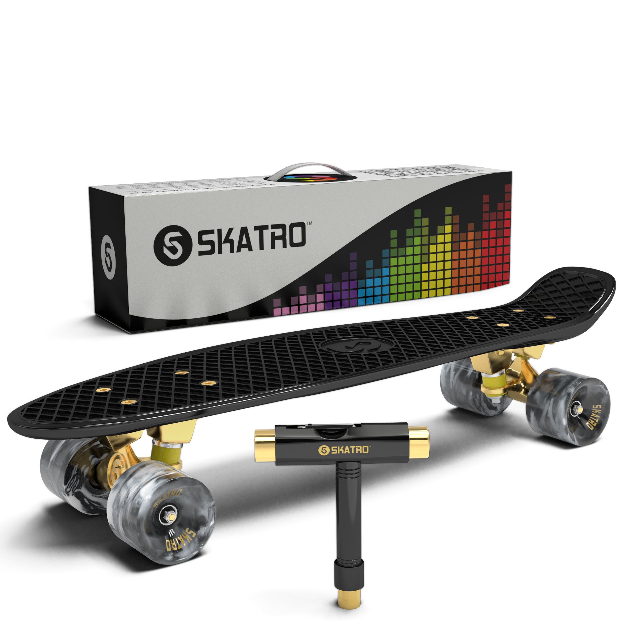 Skatro - Skateboard Mini Cruiser. Planche en Plastique De 55 cm Livrée Complète