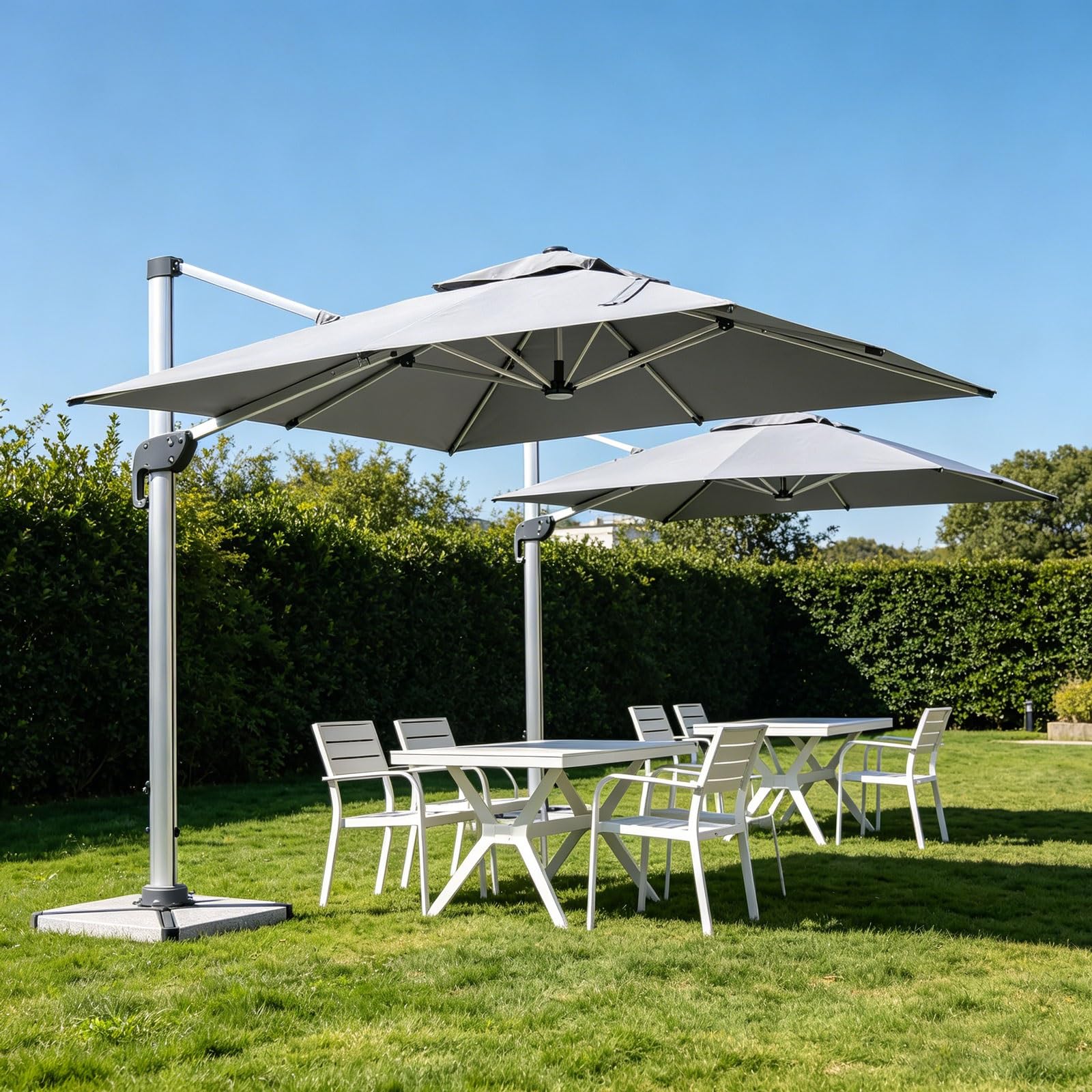 Quadratischer Sonnenschirm Ersatzbezug 3m/3.5m/4m, Ampelschirm Ersatzbezug 8 Streben, Wasserabweisender UV-geschützter Sonnenschirm Stoff Ersatz (Taupe,300x400cm/10x13ft)