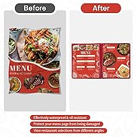 Vista 4 de Fundas de menú de 8.5 x 11 pulgadas Fundas transparentes para menú de recetas de restaurante para cocina, bebida, vino, cubiertas de menú borgoña
