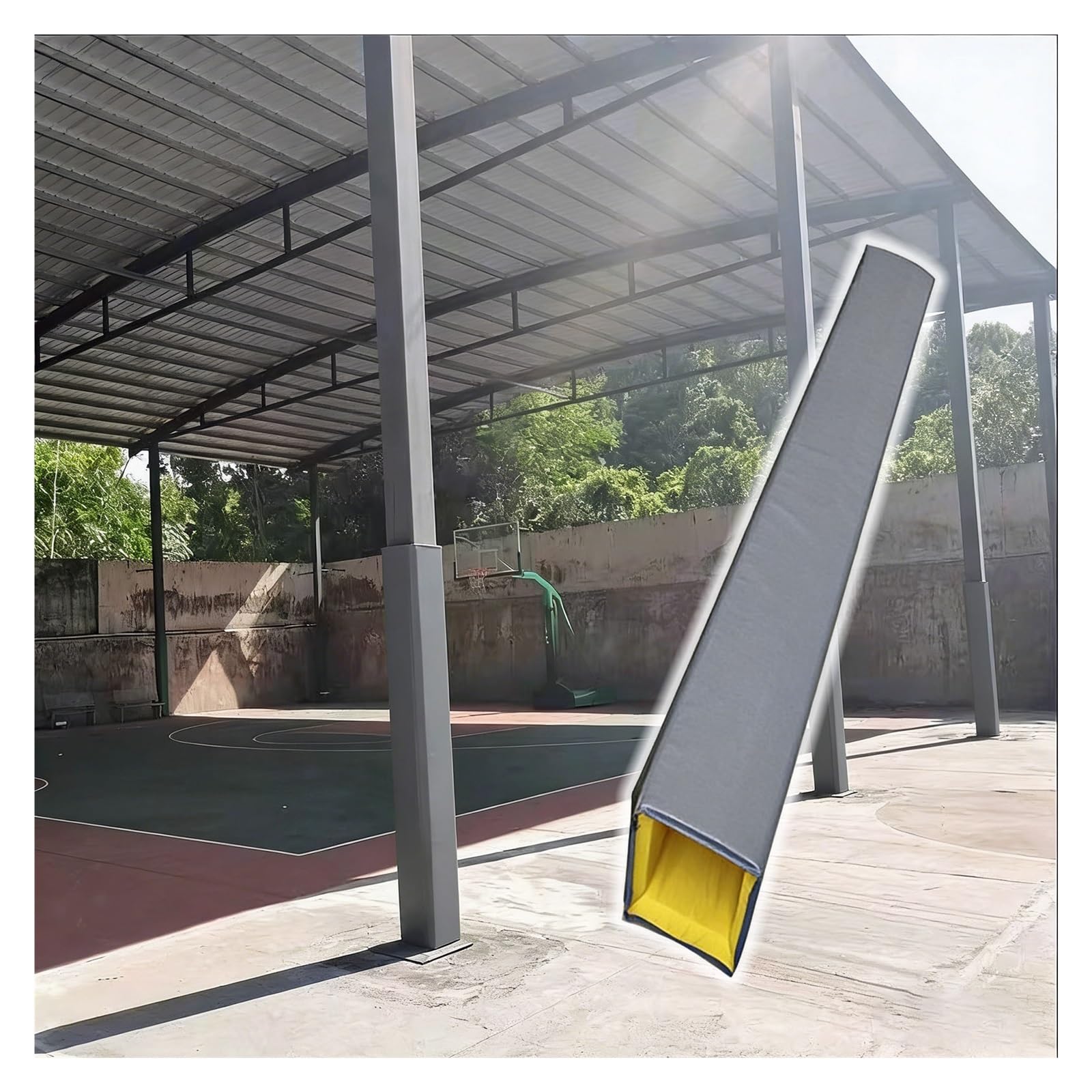 4ft Tall Anti Slip Post Protector Cushion, Square Padding for Metal Pole, Indoor Outdoor