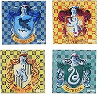 Vista 1 de Silver Buffalo Harry Potter Hogwarts Houses - Juego de posavasos de cristal (4 piezas)