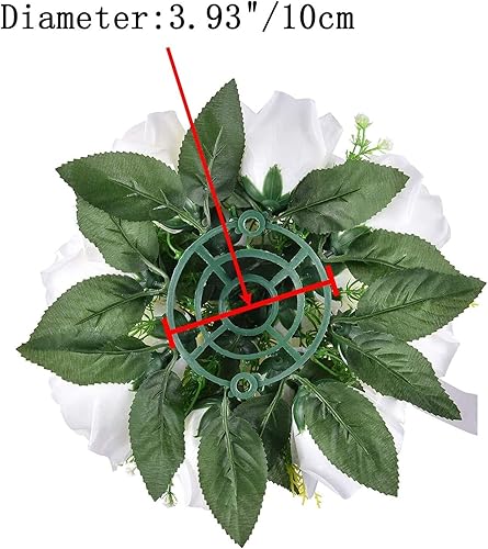 Miniatura 8 de LANLONG Paquete de 2 soportes de metal de cristal de lujo con 2 flores artificiales, 15 cabezas, rosas de plástico con base para centros de mesa de