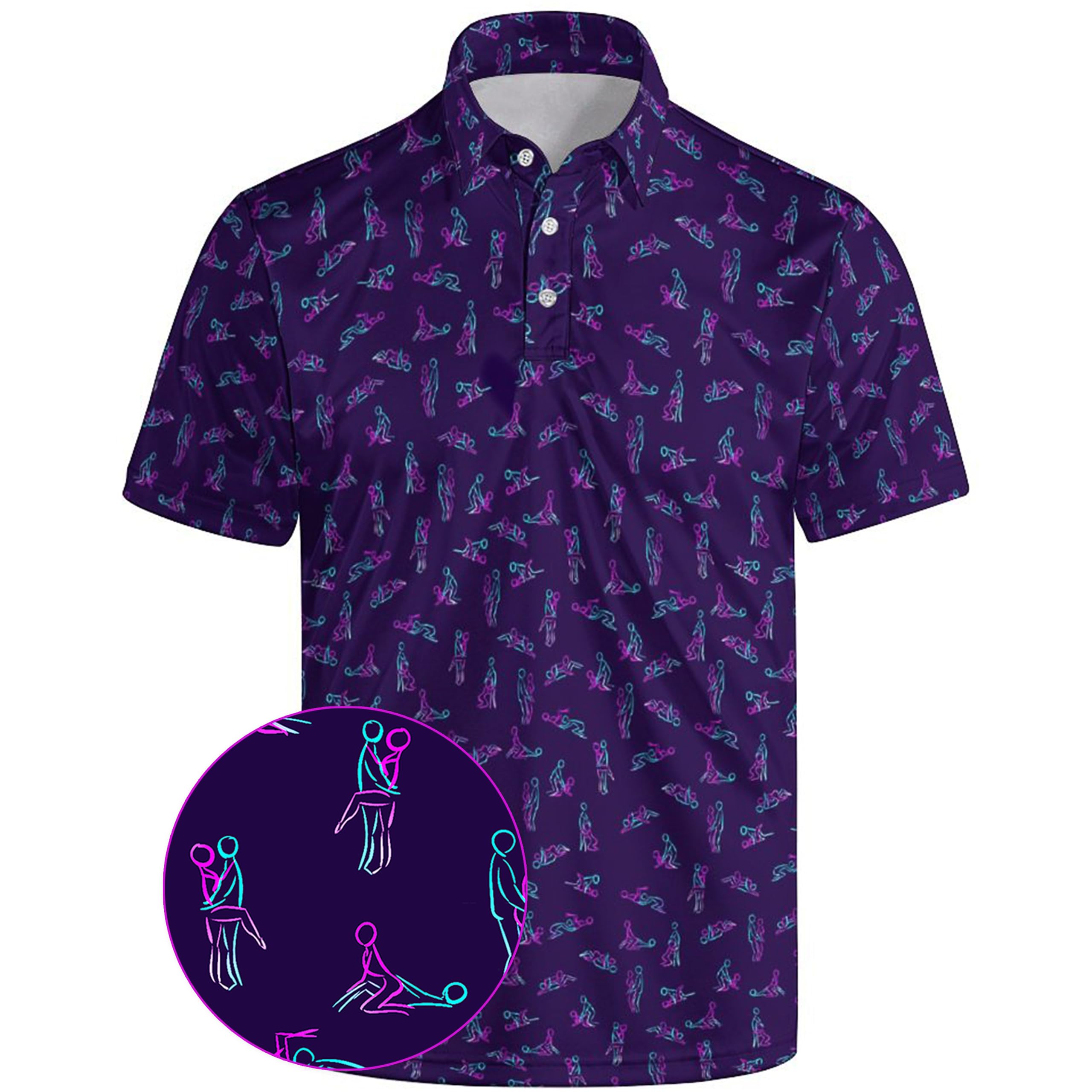Xdceu Men's Funnyp2 ’S Golf Polo Shirts - Hawaiian Print Golf Shirt For Quick-Dry Moisture Wicking Casual Breathable Polo Shirt, Xxl
