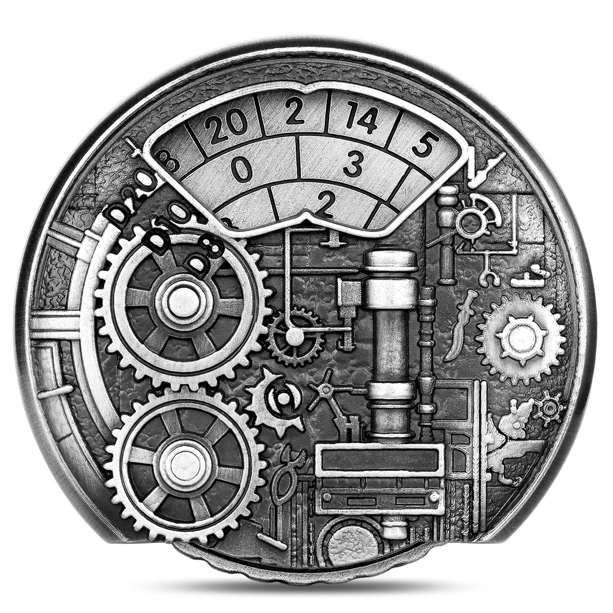 7-in-1 Dungeon Gear Fingertip Gyro, DND Wheel Dice Spiner, DND Starter Set, 7-in-1 Metal D&D Dice Set, D&D Gifts with Dragon Logo Gift Box, Tabletop Games, Role Playing Board Game Accessories, Silver