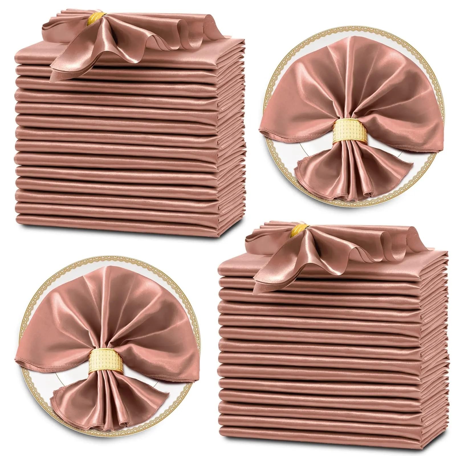 Table Napkins 24PCS 30x30cm Wedding Dark Green Satin Napkin Soft Table Napkins For Romantic Christmas Party Dinner Decoration(Color1)