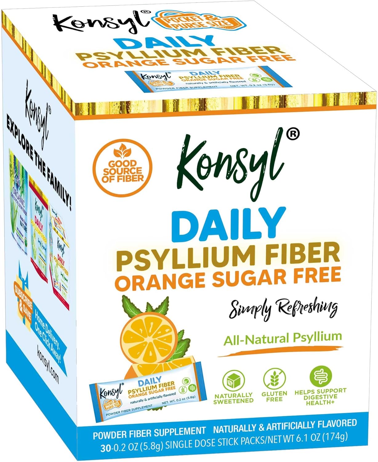 Konsyl Daily Fiber Orange 100 Natural Psyllium Husk Powder
