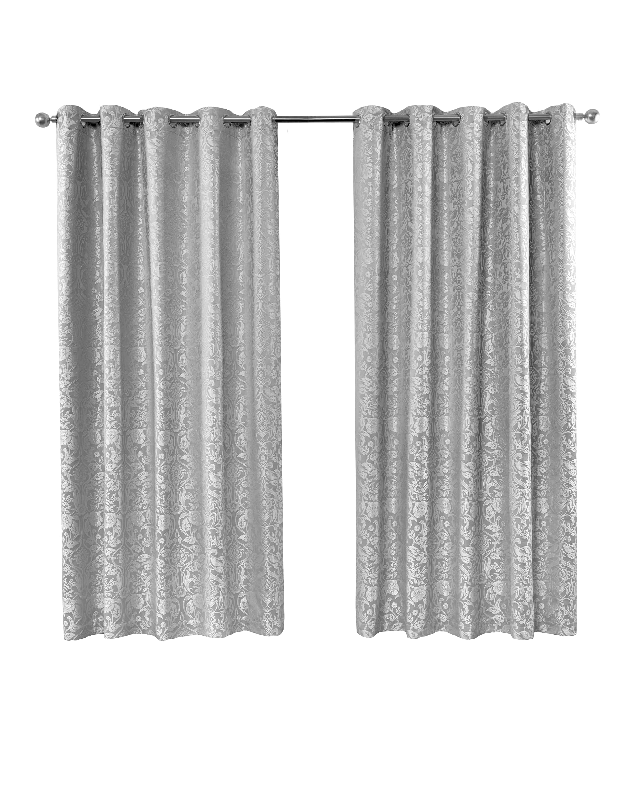 Emma Barclay Eden - Lined Eyelet Jacquard Curtains in Silver - Width 46 x Drop 54" (116 x 137cm)