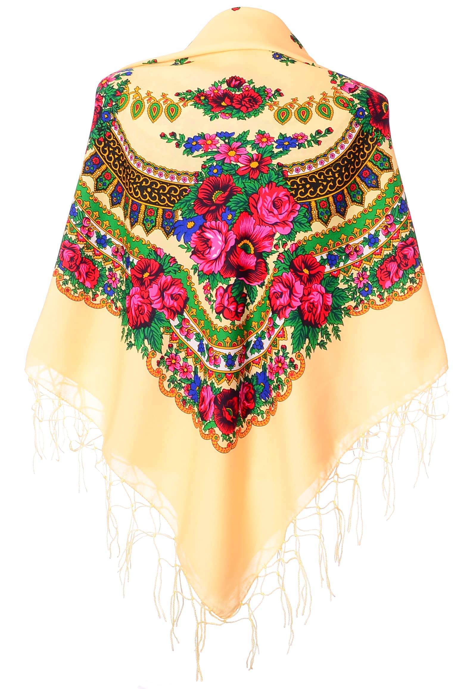 SKRRYNYA Scarf Wrap Traditional Ukrainian Polish Fringed Floral Neck Head Shawl