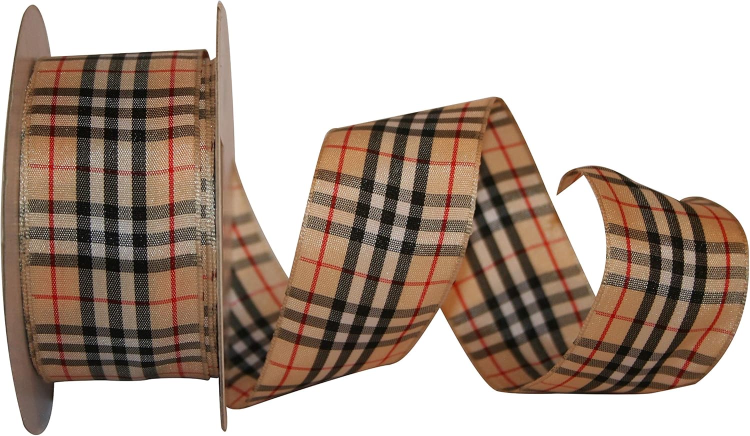 Reliant Ribbon 25492W-001-09J Burbank Plaid Wired Edge Ribbon, 1-1/2 Inch X 25 Yards, Multi