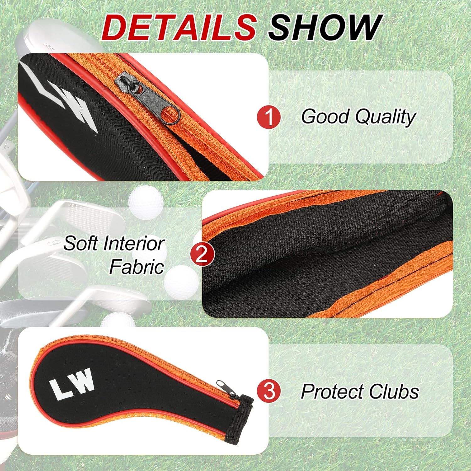PATIKIL Golf Club Head Cover, Number Golf Club Irons Covers Neoprene Driver Headcover Golf Lovers Gifts