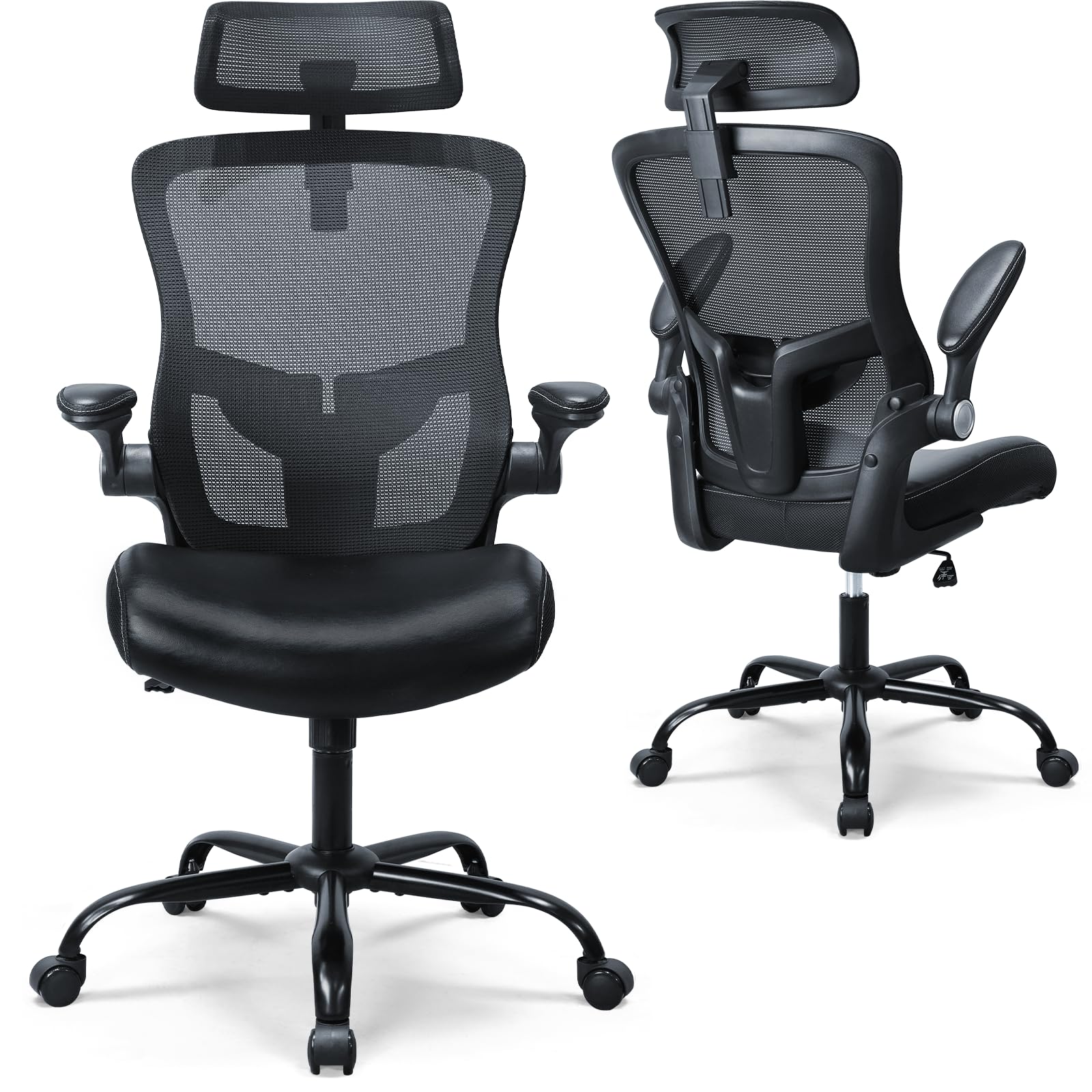 TOPBSHODC Ergonomic Office Chair,High Back Mesh Desk Chair with Adjustable Lumbar Support & Headrest Home Office Computer Swivel Executive Task Chair