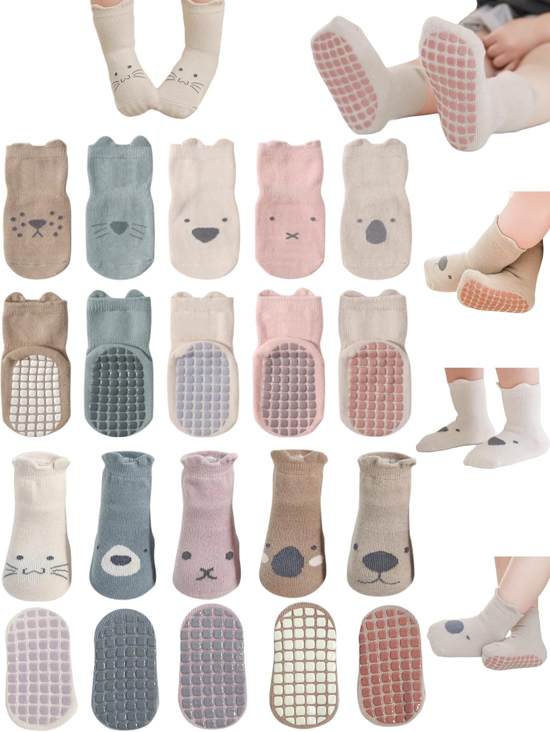Toddler Non-Skid Socks with Grips Baby Girls Boys Anti-Slip Crew Cartoon Socks for Infants 10 Pairs Toddler Non-Skid Socks with Grips Baby Girls Boys Anti-Slip Crew Cartoon Socks for Infants 10 Pairs