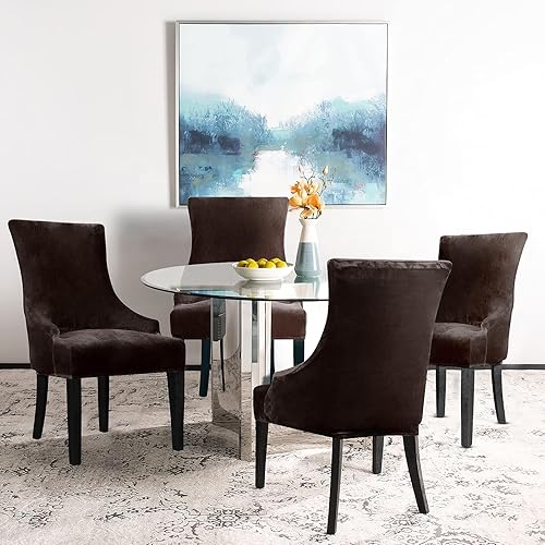 Miniatura 2 de Lellen Funda elástica de terciopelo para silla con respaldo de ala, funda protectora reutilizable para comedor, banquete, decoración del hogar, etc.