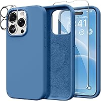 Vista 72 de GONEZ Funda de silicona para iPhone 14 Pro Max, compatible con MagSafe, con protector de pantalla + protector de lente de cámara, silicona líquida a