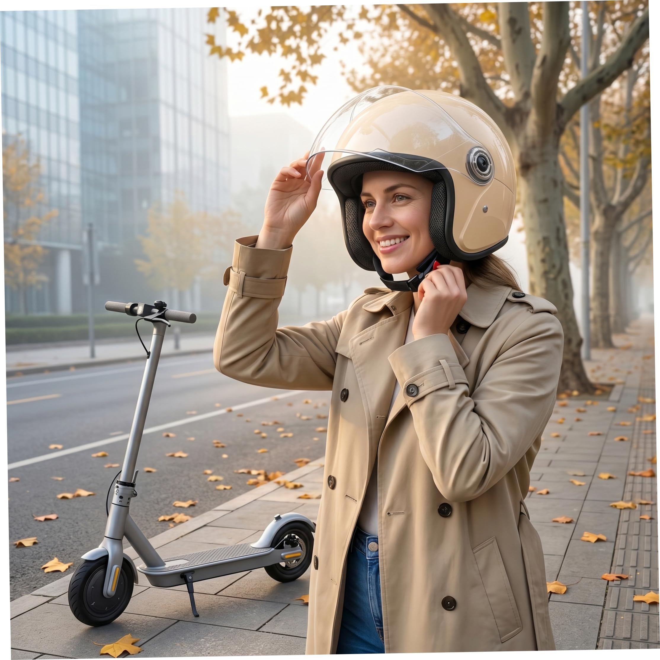Casco Scooter para Hombre, Casco Abierto con Visera, Cascos De Protectores Multicapa para Hombres Y Mujeres, Lentes Resistentes A La Niebla, Negro.
