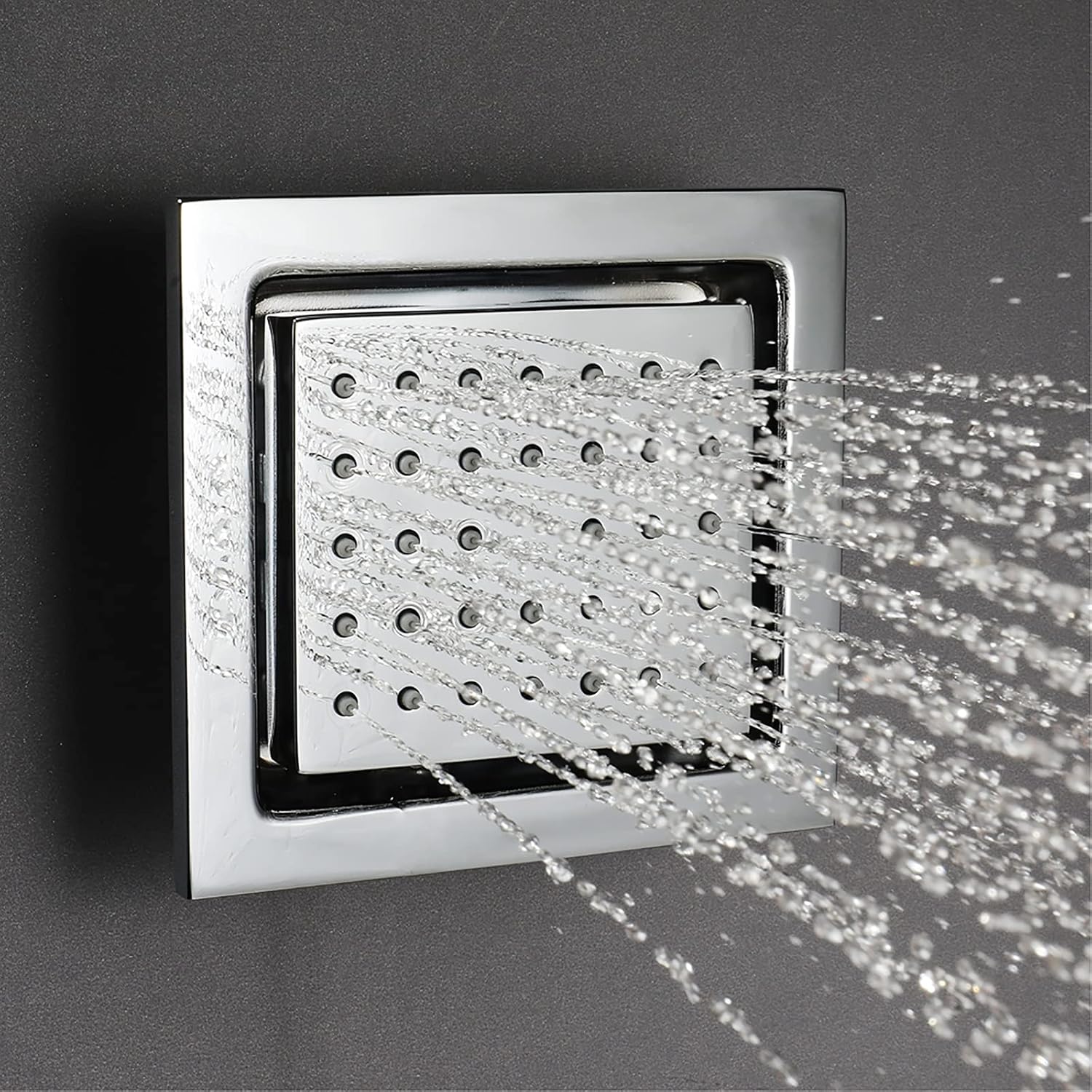 Shower Head Shower Body Spray Massage Jet Brass Body Spray Jet Chrome Adjustable Shower Side Jets Rectangular Shower Head Sprayer Wall Mount Bathroom Shower Accessories, 12x13cm,6 Pack