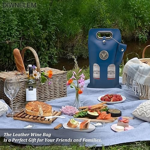 Miniatura 5 de DIWNELEM Bolsa de cuero para vino, bolsas de regalo de vino de cuero con abridor de vino, bolsa de botella de cerveza champán para bodas,