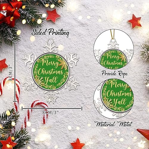 Miniatura 2 de Snowflake Christmas Ornament - Seasons Greeting Tree Decoration Ornaments Merry Christmas Y'all Metal Snowflake Decoration Gold Snowflake Ball