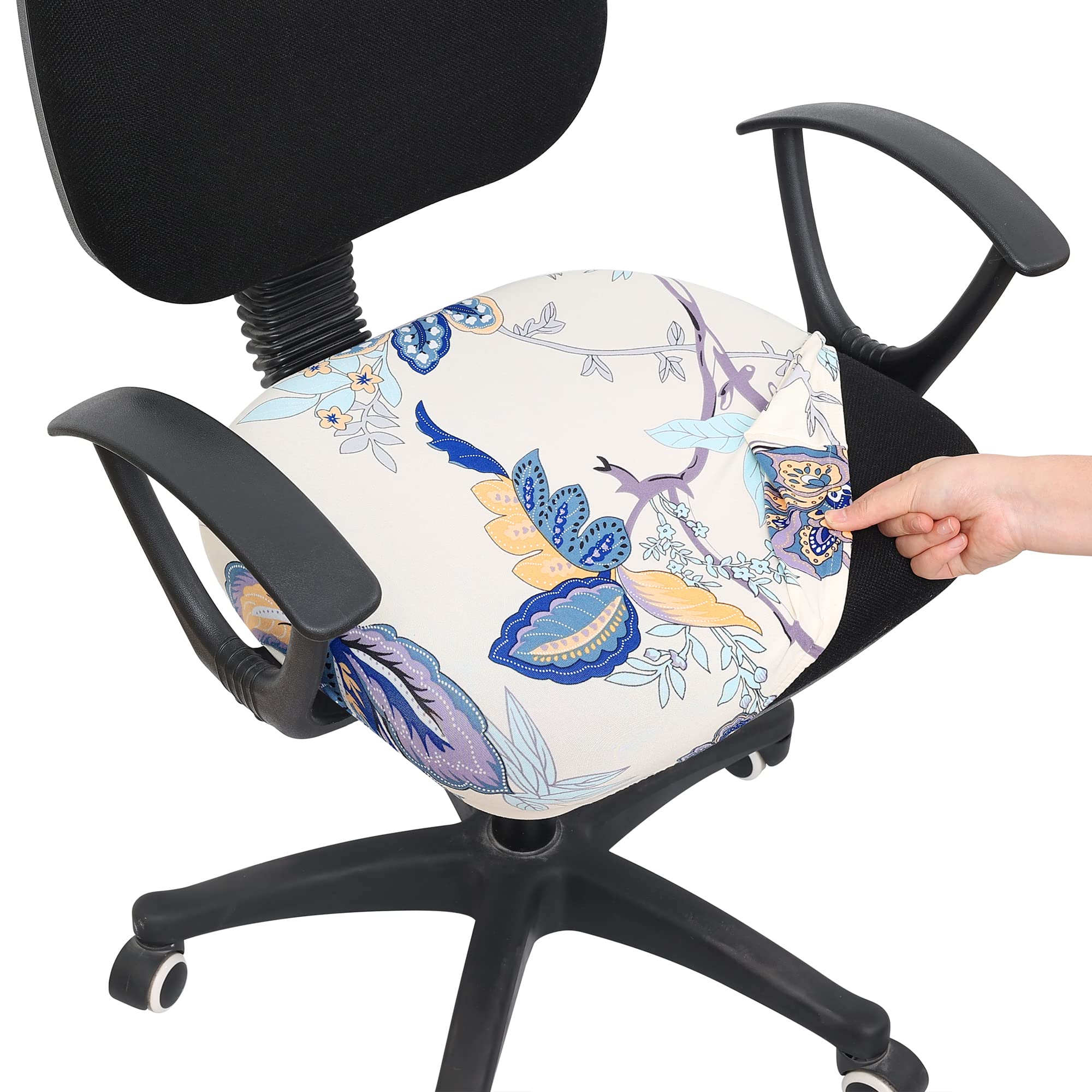 Smiry Printed Office Computer Chair Seat Covers, Stretch Fit Universal Desk  Rotating Chair Cover Washable Removable Seat Cushion Protectors