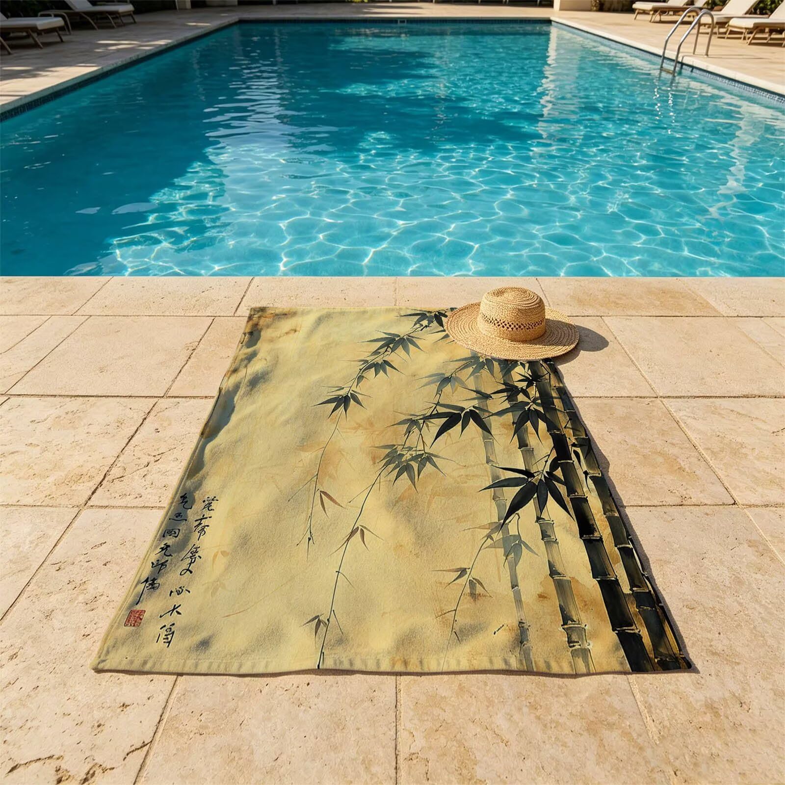 Bambú Toalla Playa 160x220 Resistente a la arena Secado rápido Ligero, Toalla Playa Grande 220 x 160cm Suave Cómodo como Gym Yoga Sauna Toallas Baño Grandes Exterior Travel Essentials Paisaje XTLS6253