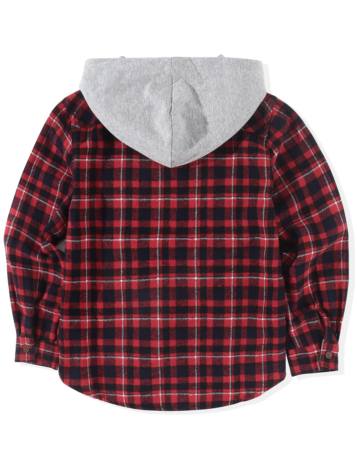 Spring&Gege Camisa de franela con capucha para niños, de manga larga, a cuadros, con botones, informal, para otoño e invierno