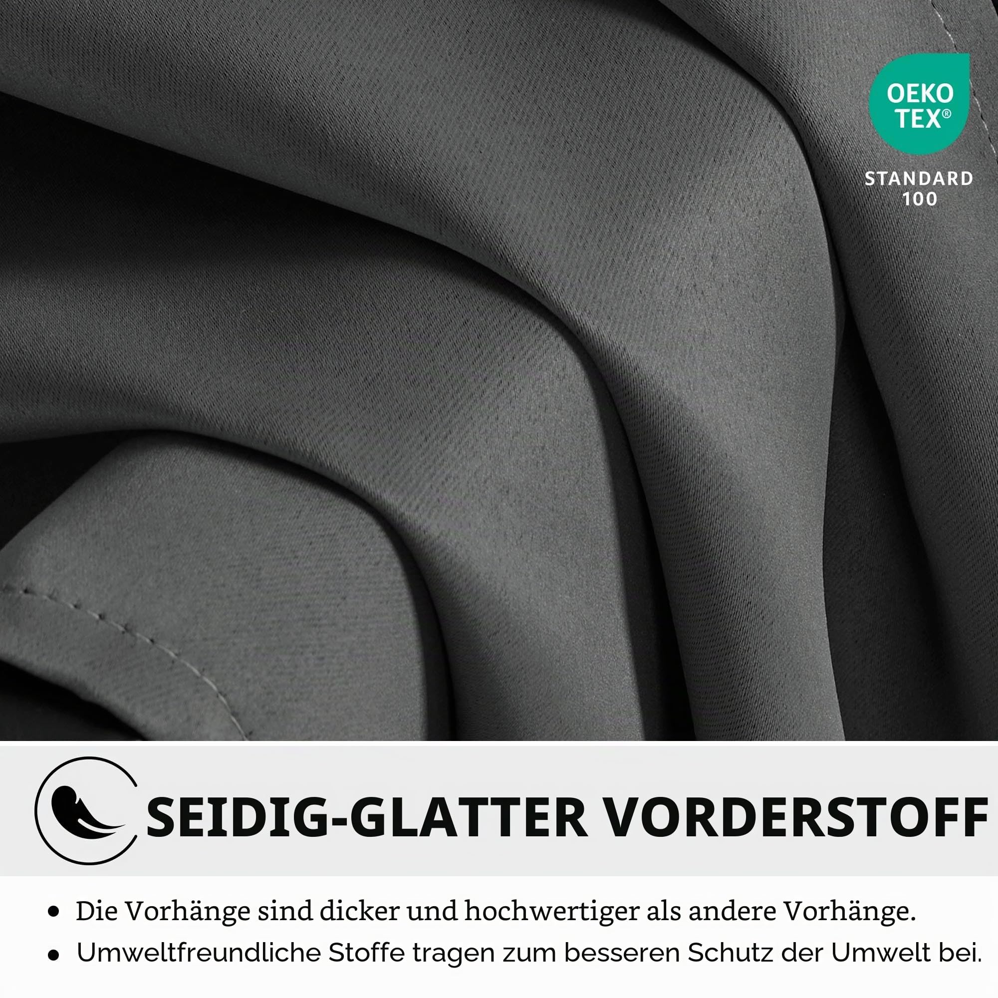Deconovo Thermovorhang Kälteschutz, Gardinen mit Kräuselband gegen Kälte, Wärmeisolierend Vorhang Verdunkelung Wohnzimmer, 245 x 140(HöhexBreite), Dunkelgrau, 1 Stück
