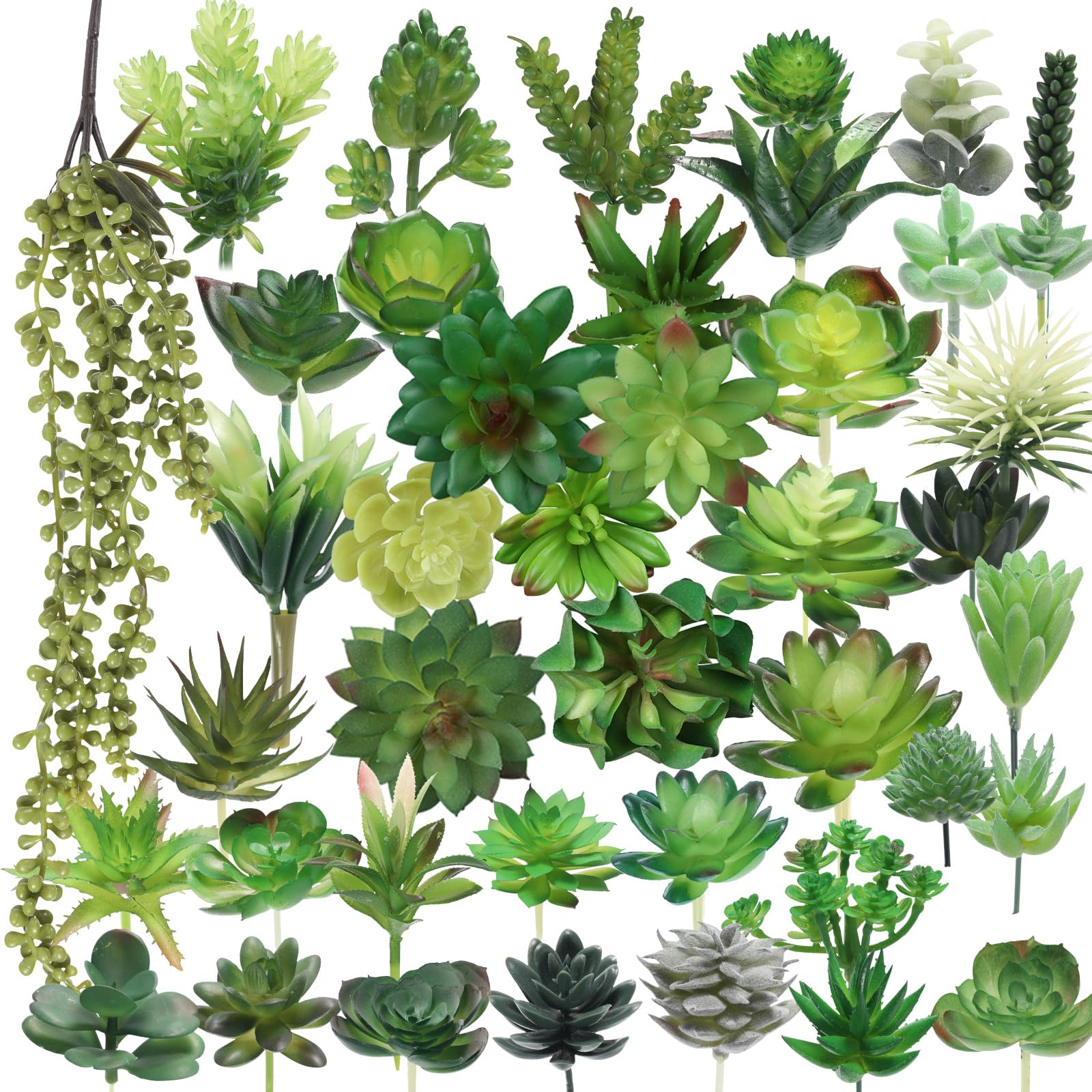 Lyrow 100 Pcs Artificial Succulents Bulk Unpotted Realistic