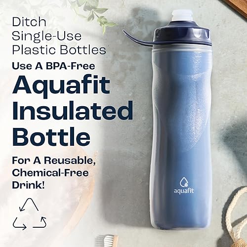 Miniatura 6 de AQUAFIT Botella de agua aislada  Botella de agua deportiva a prueba de fugas de 20 onzas con tapa para mordida, botella de agua para bicicleta,