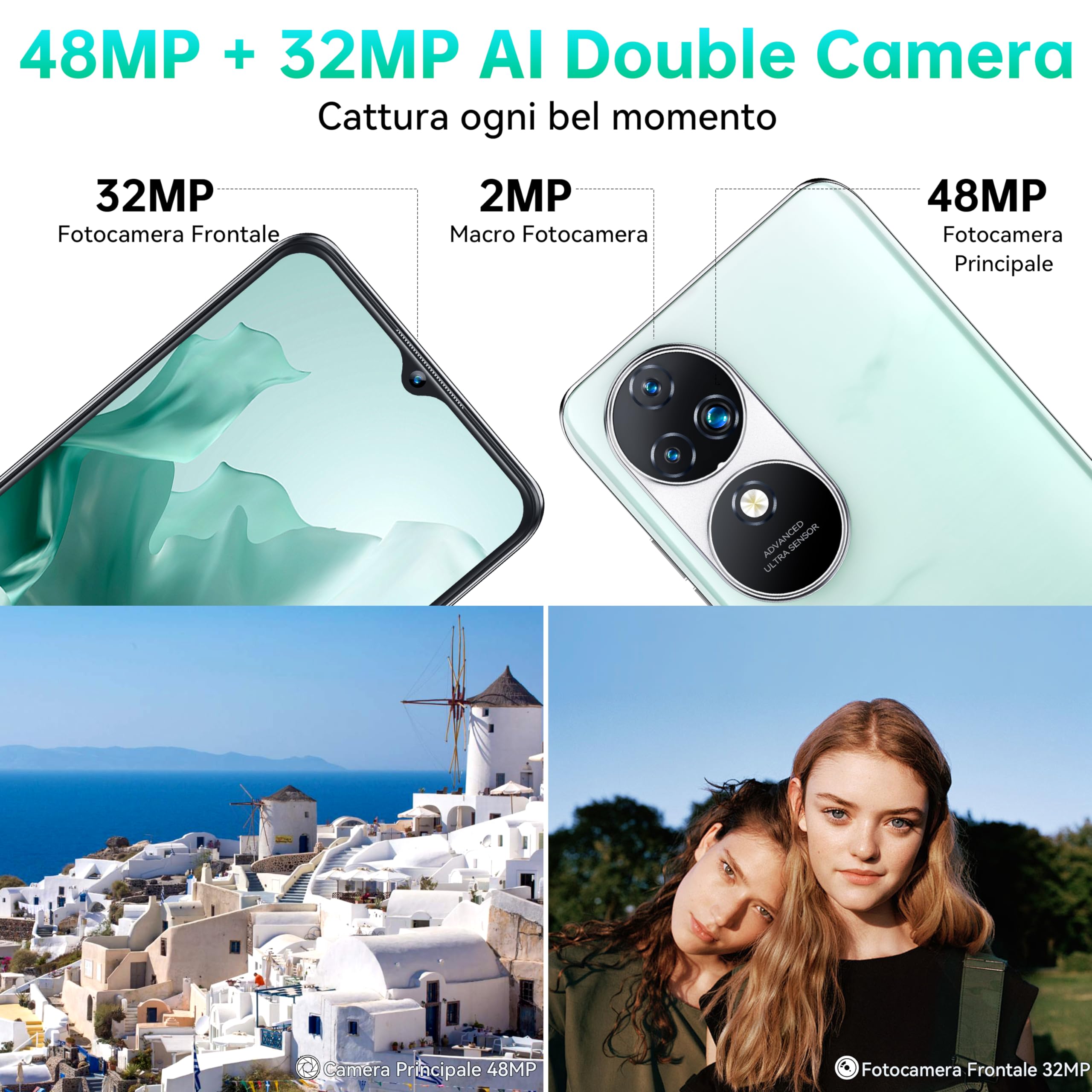 OUKITEL C38 Smartphone - 24GBRAM + 256GB ROM/1TB-TF, 6.6" FHD+ Octa-Core Android 13 Telefono, 5150mAh Batteria 48MP+32MP Smartphone Offerta, 4G Dual SIM Telefono, Fingerprint/OTG/GPS