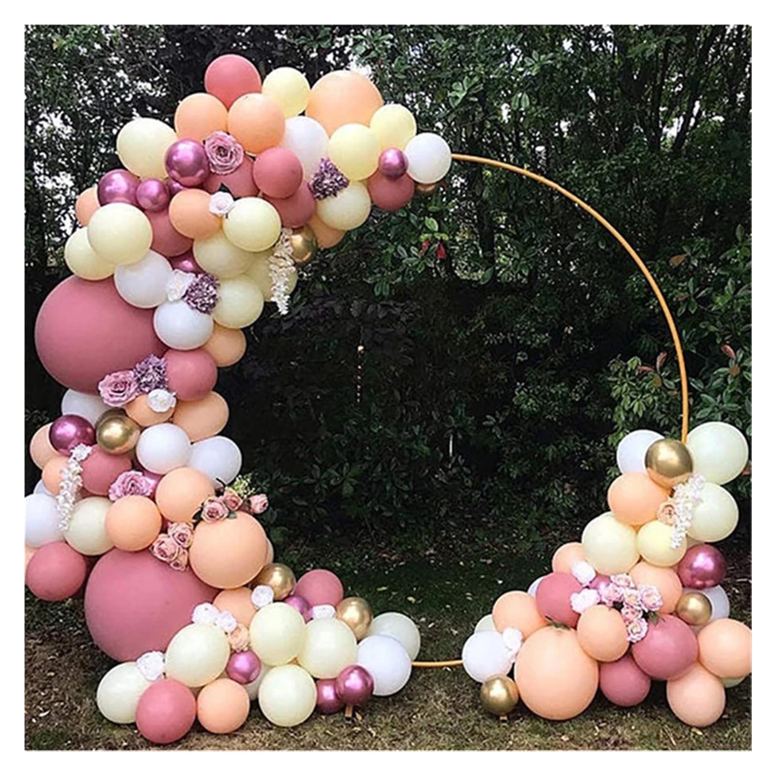 Metalowy łuk ślubny, okrągły balon, wsparcie do dekoracji imprezowych, tło na urodziny i ceremonie ślubne, 1 m, biały łuk balonowy