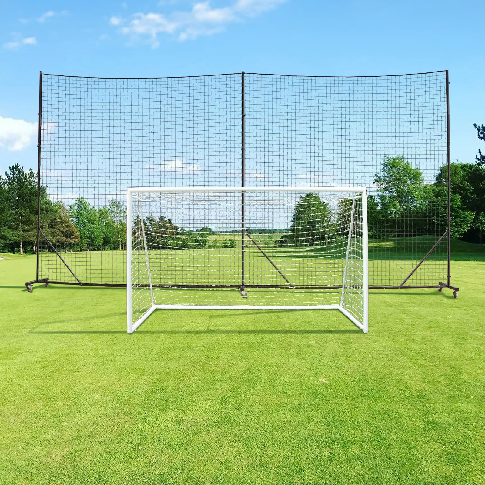 Megagreen Ball Stop System - Soccer Backstop Net, Heavy Duty, High Impact, Practice Barrier
