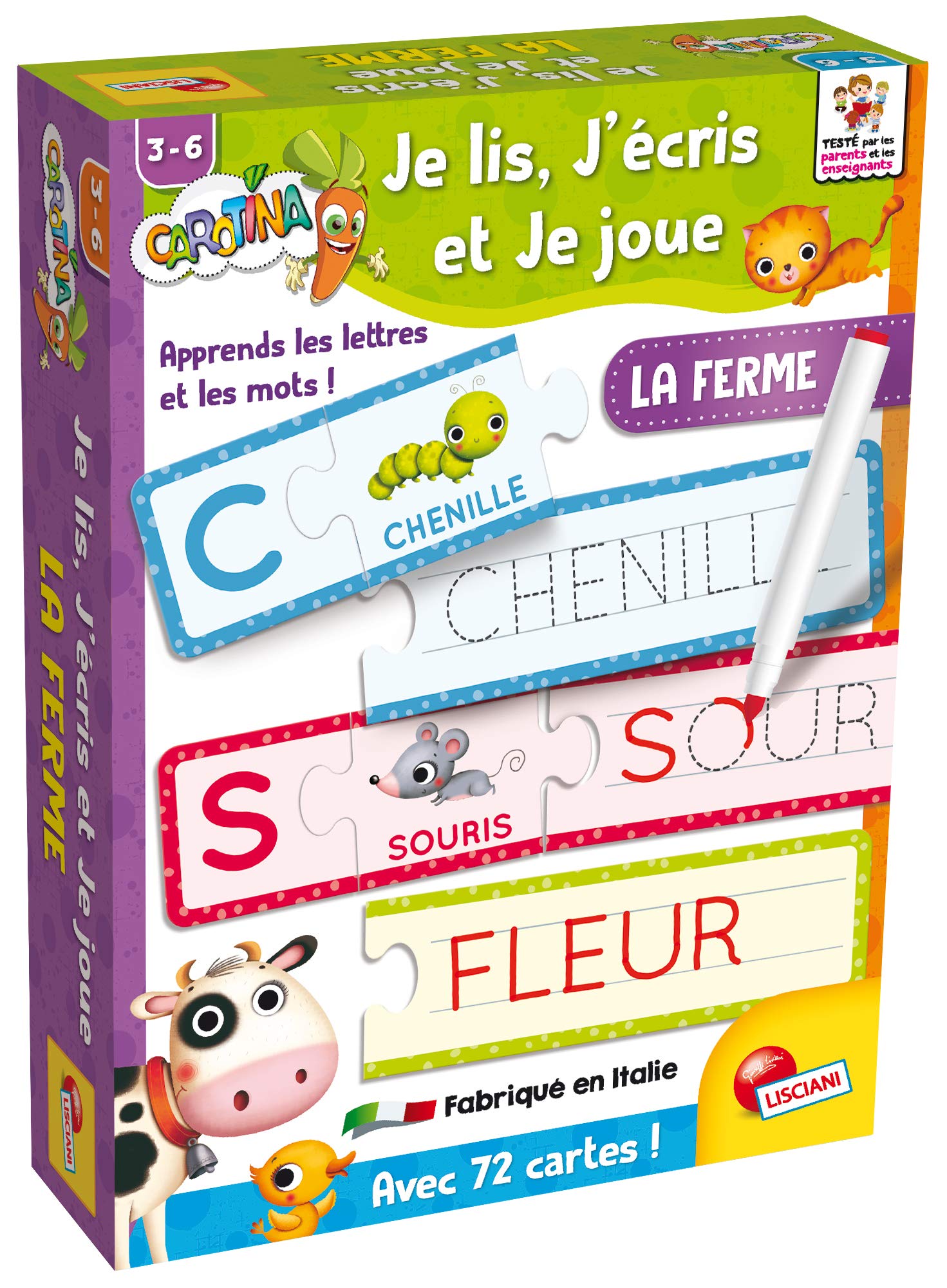 LISCIANI GIOCHI FR79940 Carotina LISCIANI-FR79940 Educational Games-I Read, I Write and Play-Farm, Multicolored