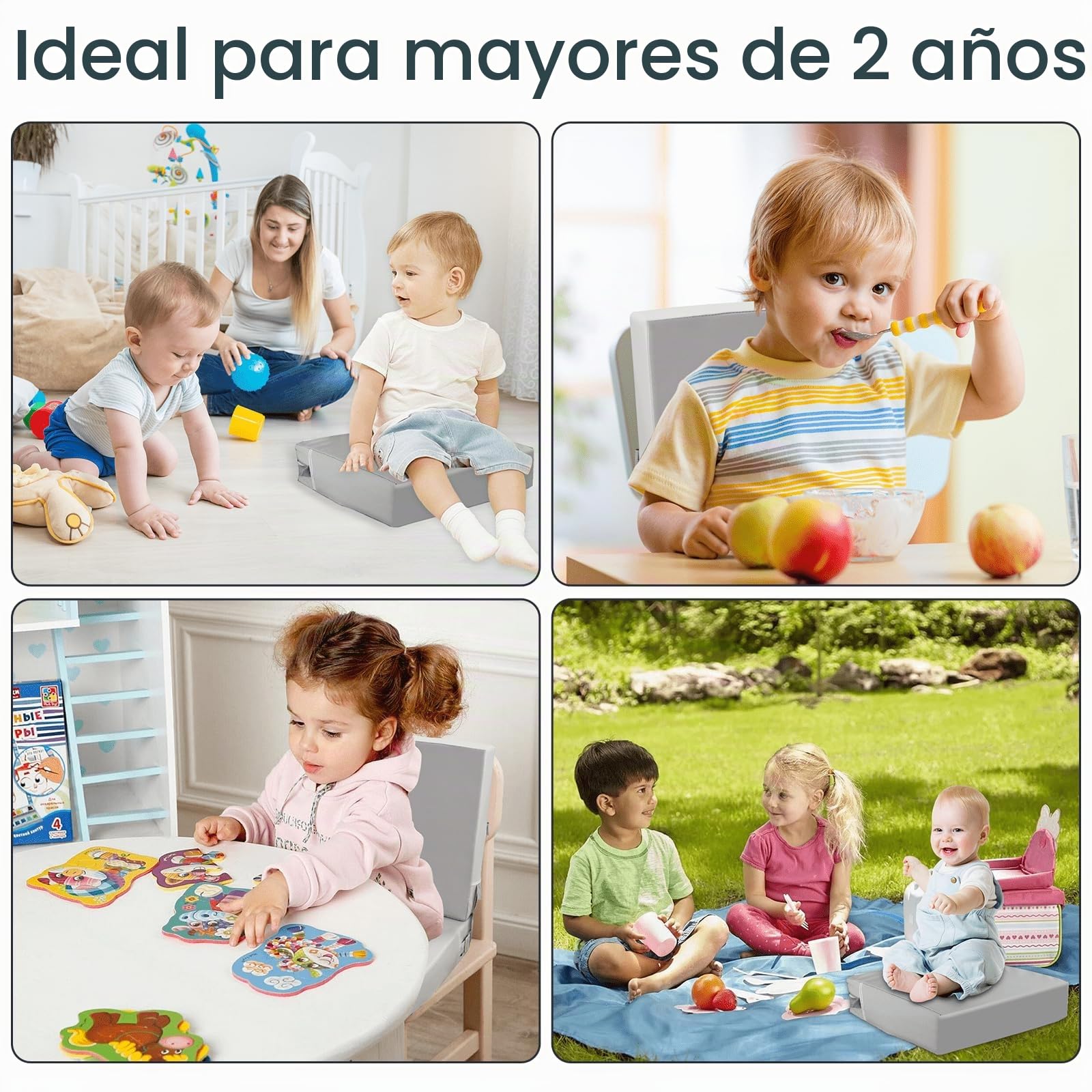 Asiento Elevador para Niños, PU Asiento Elevador Infantil Cojines para Tronas para Bebé de Lavable y Ajustable Elevador de Asiento para Silla de Comedor