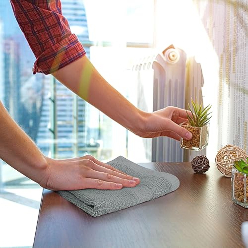 Miniatura 5 de Utopia Towels Juego de 12 toallas pequeñas (12 x 12pulgadas), 100% algodón hilado en anillo, altamente absorbentes y suaves al tacto, esenciales