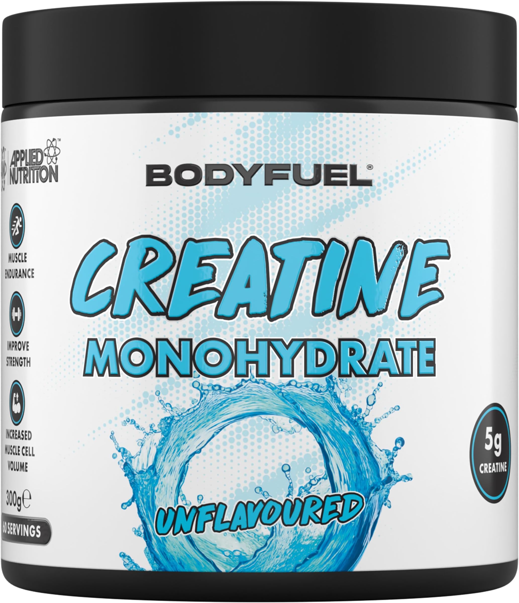 Applied Nutrition BodyFuel Creatine Monohydrate Powder, Increases High-Intensity Physical Performance, Unflavoured (300g - 60 Servings)
