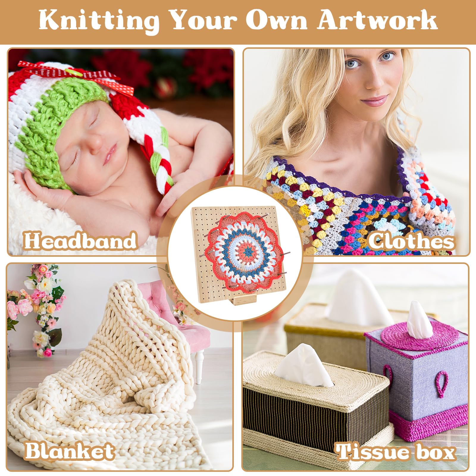 Crochet Avec Blocage Planche De Blocage Au Crochet De 30 Cm Avec 20 Piquets, Planches De Blocage En Bambou Tapis De Blocage Crochet