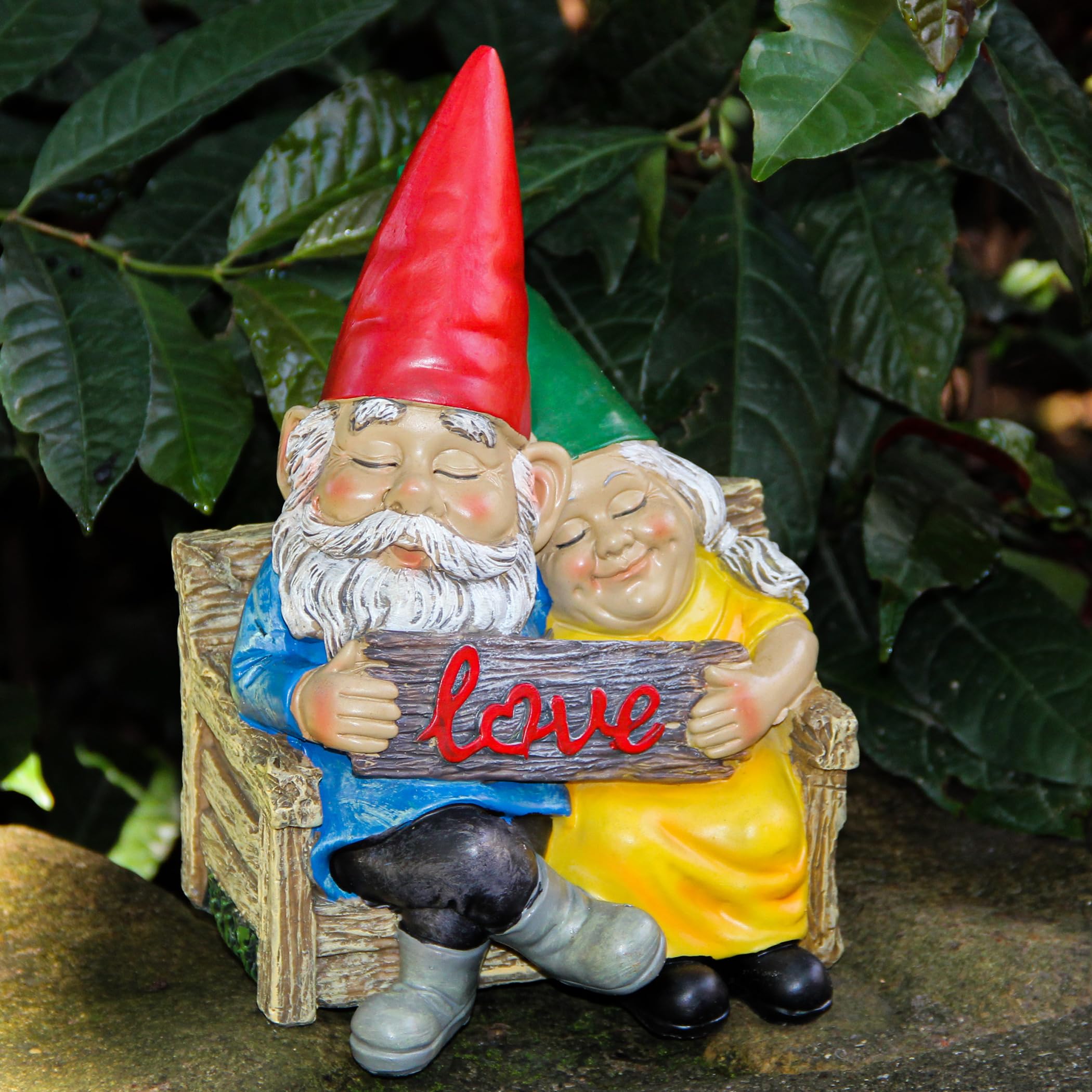 Nain de Jardin Extérieur Rigolo - Couple Amoureux sur Banc, Statue Décorative Résistante aux Intempéries, Décoration de Jardin Originale pour Balcon et Terrasse, Cadeau de Mariage et Anniversaire