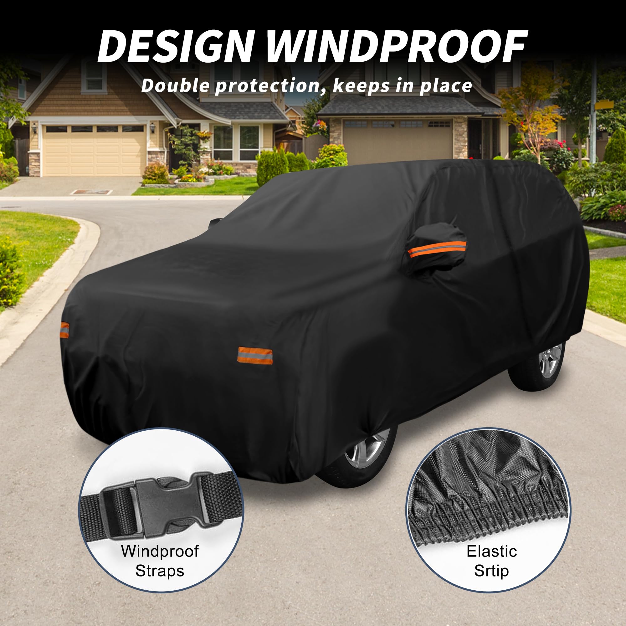X AUTOHAUX Car Cover Outdoor Waterproof Sun Rain Snow Hail Protection with Left Side Door Zipper Aluminum Film — view 4