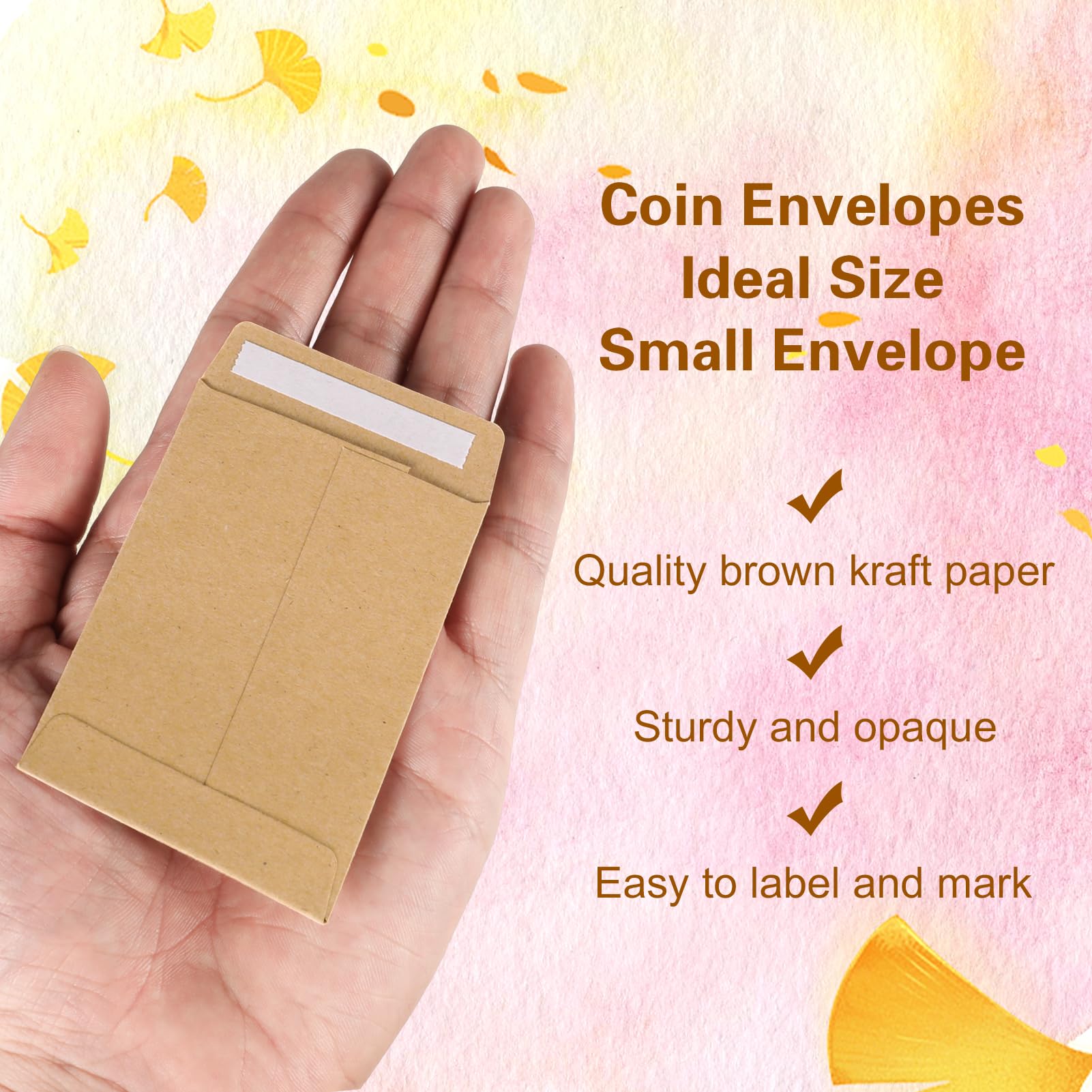 FRIUSATE Lot de 200 enveloppes de semences autocollantes en papier kraft marron 6 x 8 cm