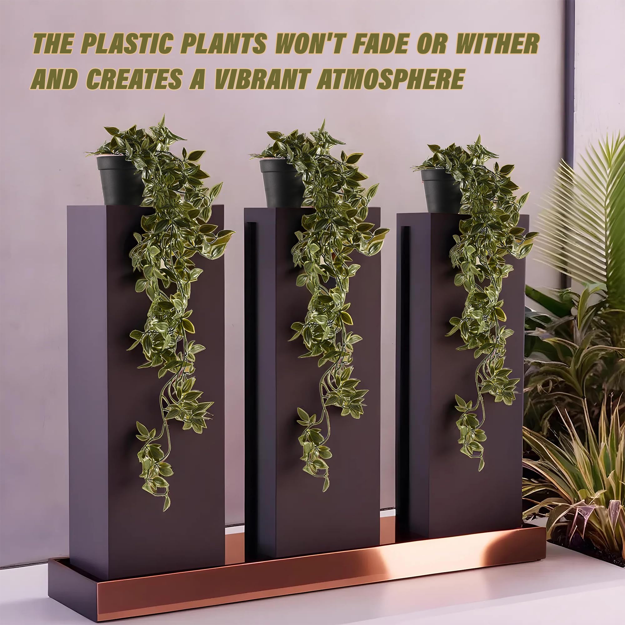 Heart Home Artificial Vine;Pine;Fern;Ivy Plants with Pot Natural Look & Plastic Material Easy Home Décor with Small Size Pot Size 27 X 75 X 7 Cm, Pack of 1 (Green) 4