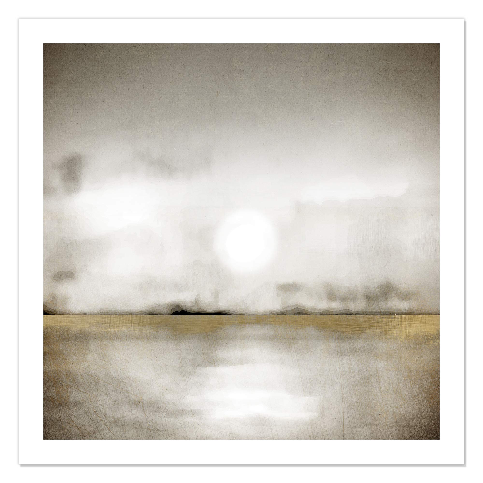 Casa Fine Arts Sunset Gold Metallic Abstract Landscape Wall Art Archival Print, 36" x 36"