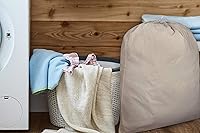 Vista 3 de Urban Villa Bolsa de lavandería 1 paquete de bolsa de lavandería extra grande de lona resistente, bolsas de lavandería de algodón natural, multiuso