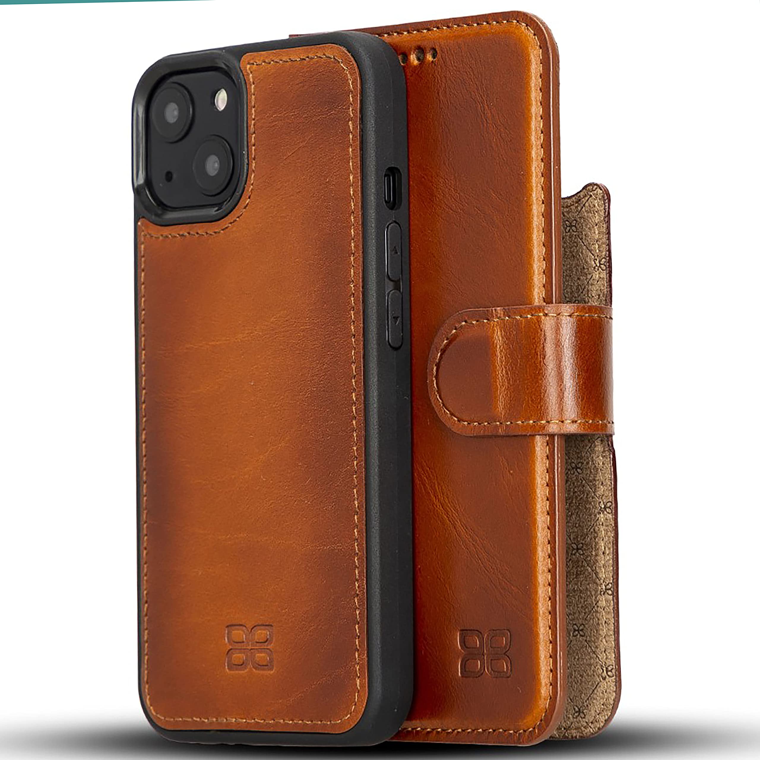 BoulettaMagsafe Leather Wallet Case for iPhone 13 (6.1'') - Magnetic Detachable Flip Folio Cases RFID Phone Cover with 3 Card Slots